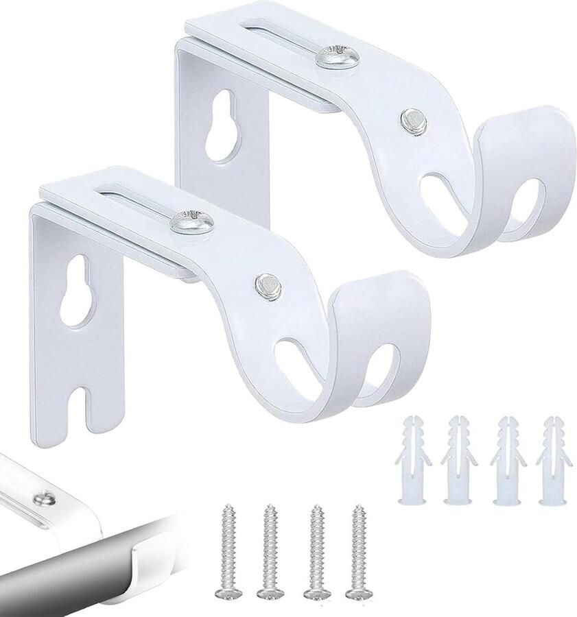 Allecto Plus Gordijnhouder 2 stuks verstelbaar metaal inclusief schroeven voor thuis kantoor slaapkamer kledingkast en badkamer