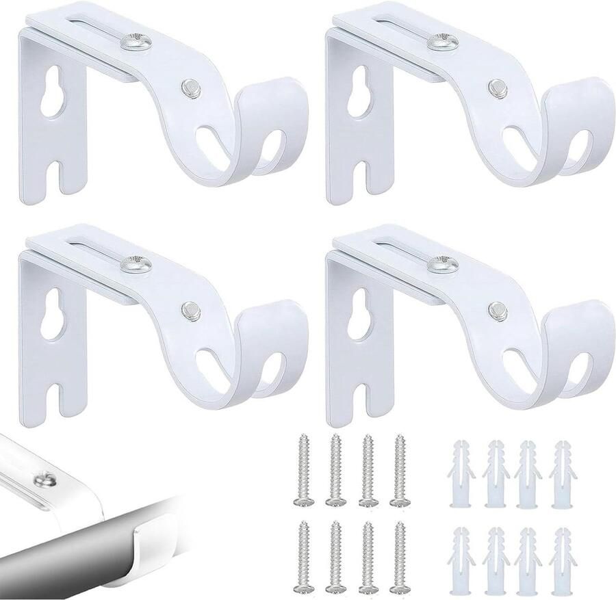 Zeynomax Verstelbare Gordijnhouder 4 stuks Metaal Schroeven Thuis Kantoor Slaapkamer Kledingkast Badkamer