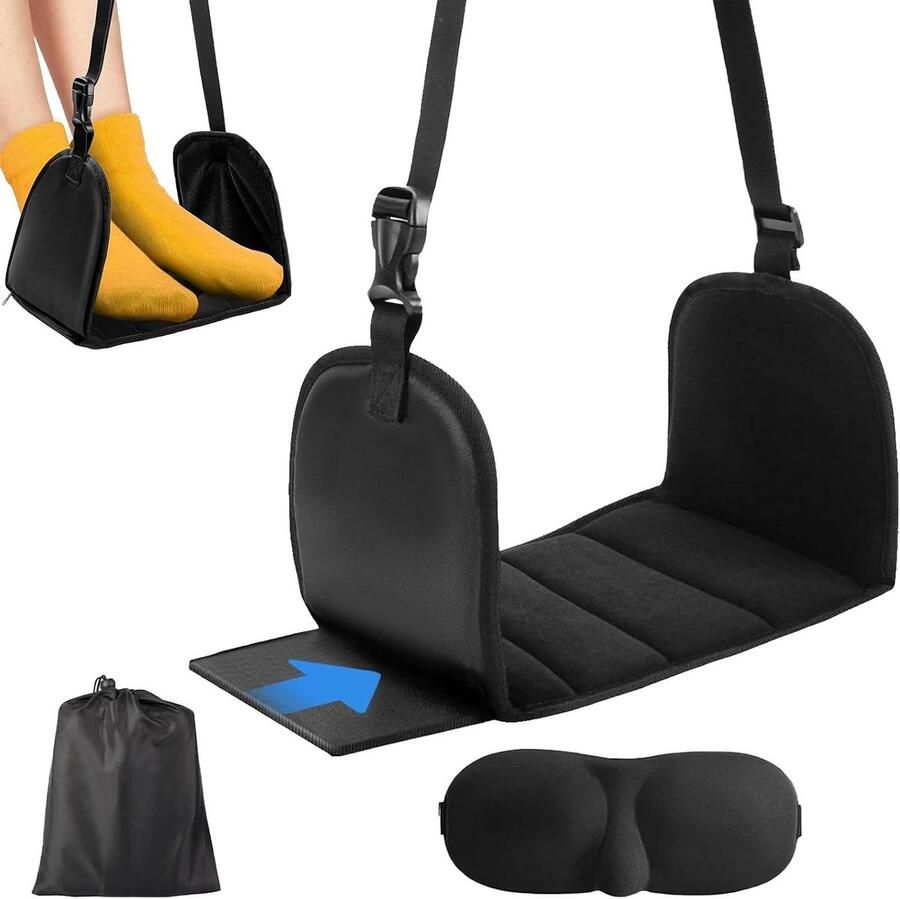 Zeynomax Verstelbare vliegtuig voetensteun van traagschuim Draagbare voetsteun voor lange vluchten met hoogteaanpassing