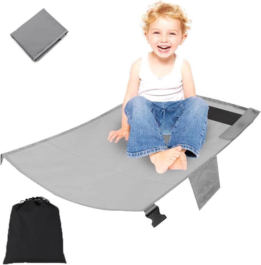 Zeynomax Voetsteun voor kinderen vliegtuig Compacte vliegtuig-voetensteun Stoelverlenging voor kinderen Peuters vliegtuig must-haves Grijs Afmetingen 79 x 44 cm