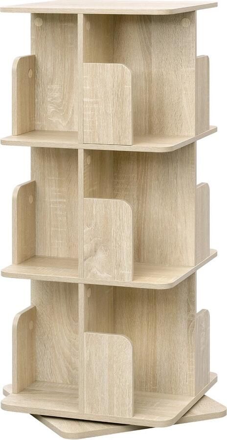 ZFA Store Boekenkast 360 Graden Draaiende Boekenkast Hout Oak 3 lagen
