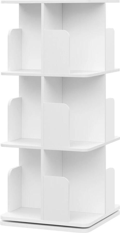 ZFA Store Boekenkast 360 Graden Draaiende Boekenkast Hout Wit 3 lagen