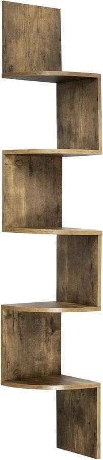 ZFA Store Zigzag boekenkast Hoekkast Boekenplank Wandplank Wandkast Bruin 5 planken