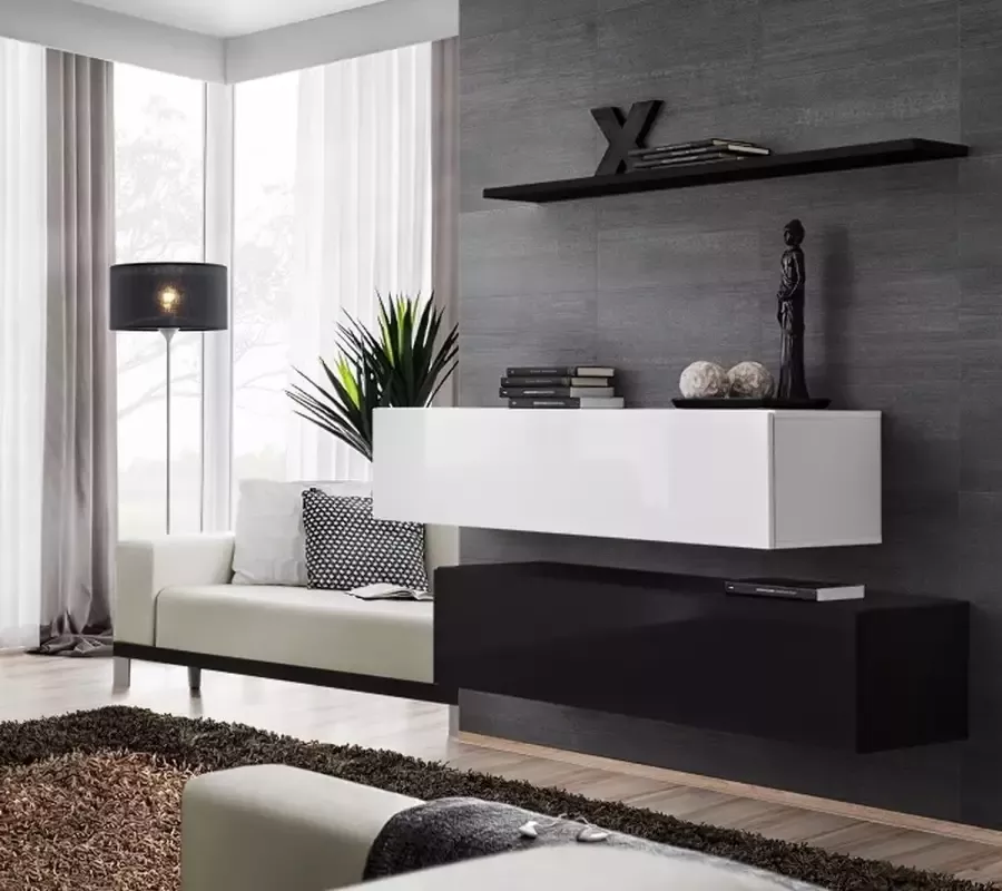 ZHPK opbergkasten zwevende dressoirs hangkast opbergkast wandmeubel dressoir kasten hoogglans wit