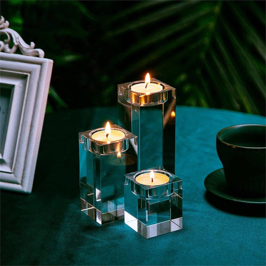 1-set (3-delig) hoogwaardige kristallen glazen kandelaar kristallen kandelaar voor romantisch avondeten creatieve kandelaar bruiloft huisdecoratie eettafel en bar