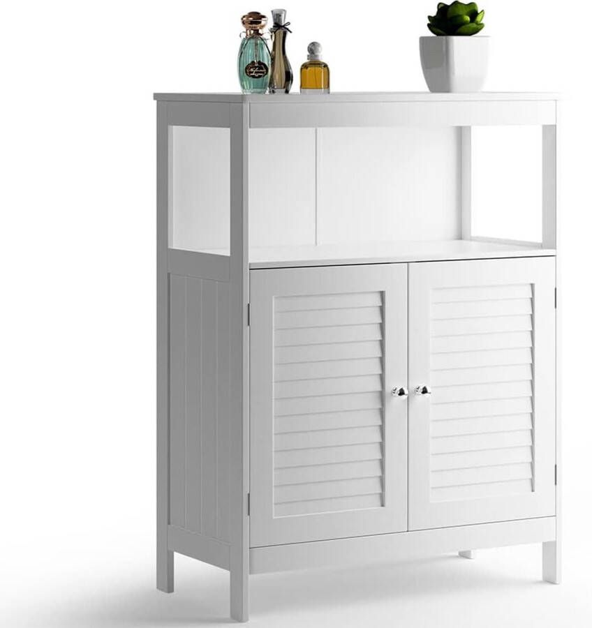 Zhs Badkamerkast met twee deuren dubbele deuren meubilair MDF modern design ruimtebesparend binnenplank kleur wit 60 x 30 x 80 cm