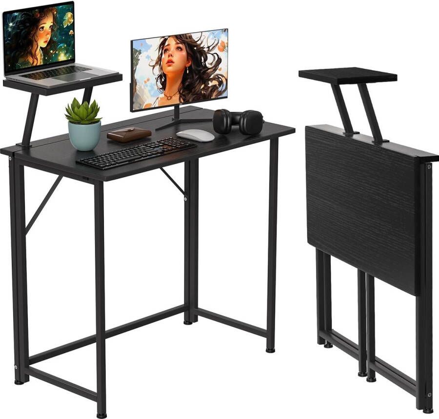 Zhs gamingbureau 80 x 45 x 74 cm computertafel eenvoudig bureau voor huishoudelijk gebruik eenvoudig modern bureau opvouwbare bijzettafel met steunbord
