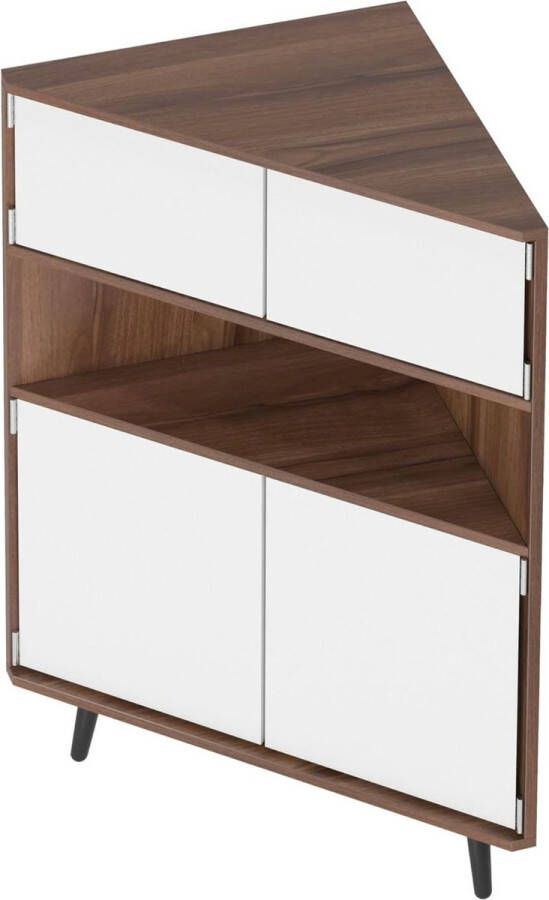 Zhs Hoekkast hout wandhoek opbergkast boekenkast display tafel staande kast met deuren en open planken voor kleine plaatsen en woonkamer