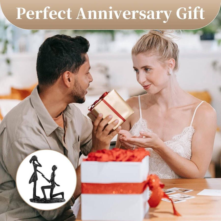 Zhs IJzeren Paar Bruiloft Afbeeldingen voor Tafel Vintage Metalen Paar Standbeeld Zwart Romantische Sculpturen Ornament 6 Jaar IJzeren Jubileumcadeau voor haar vrouwelijke vriendin Bruidsparen