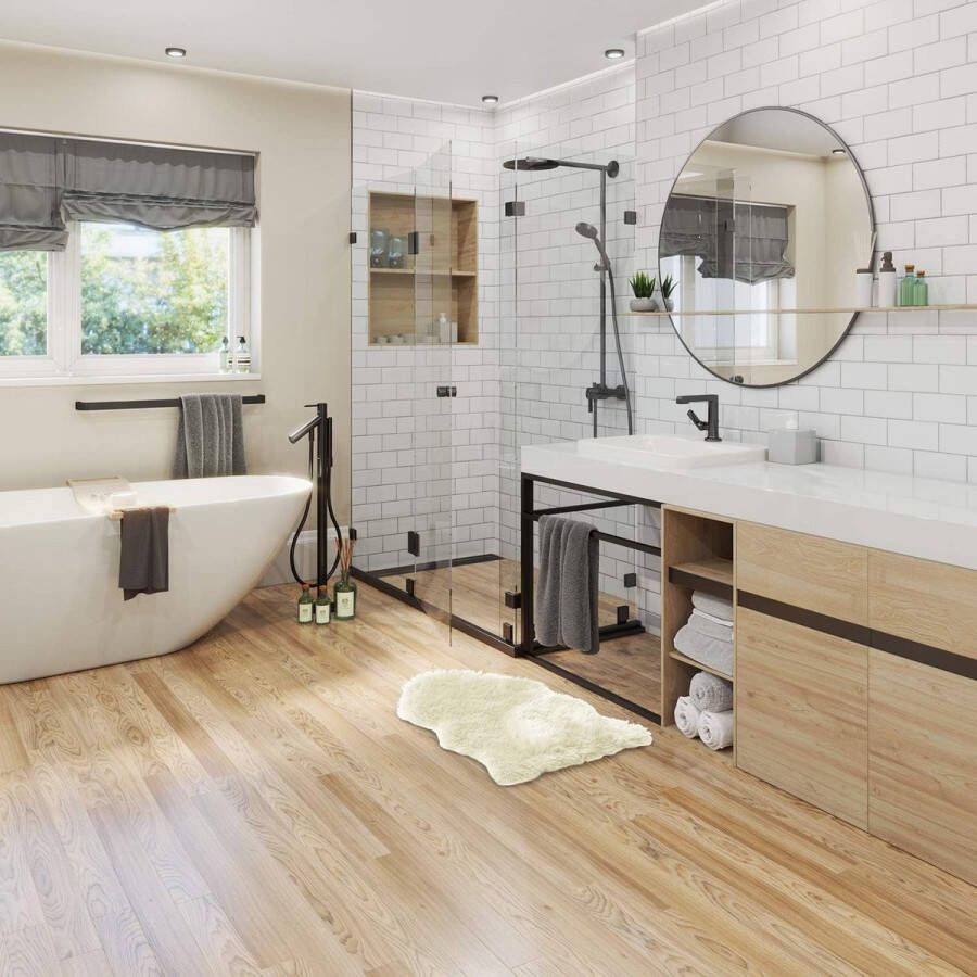 Zhs Vloerkleed lamsvacht kunstbont hoogpolige bedmat beige 50x80cm