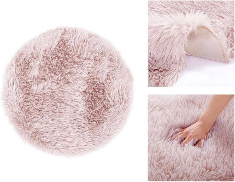 Zhs Vloerkleed lamsvacht kunstbont hoogpolige bedmat lila diameter 45 cm