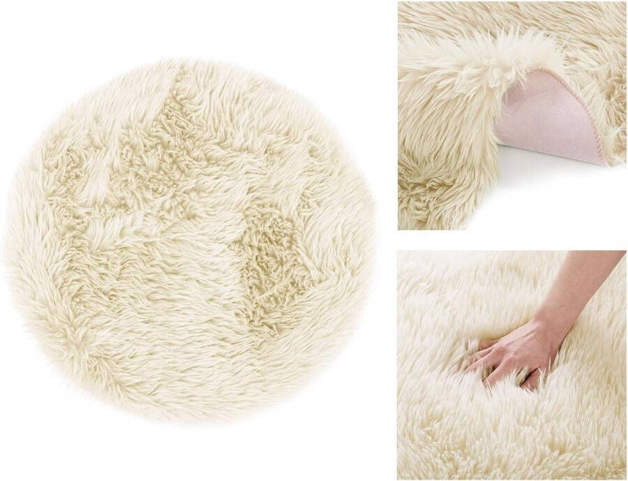 Zhs Vloerkleed lamsvacht kunstbont hoogpolige bedmat staal diameter 45 cm