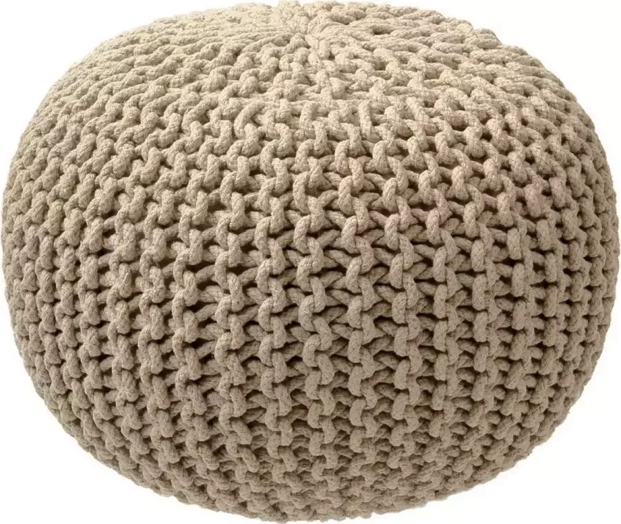 Zic-Zac Ziczac Gebreide Poef Zand