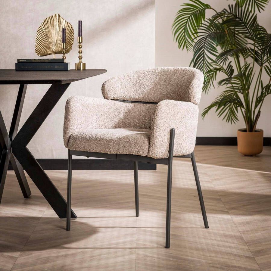 Bold Living Eetkamerstoel Gira Beige Bouclé