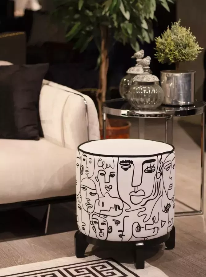 Zijou Luxe Poef Boho No Face rond -Suède- Modern- Zitbank Voetenbak Ø40 x45 cm