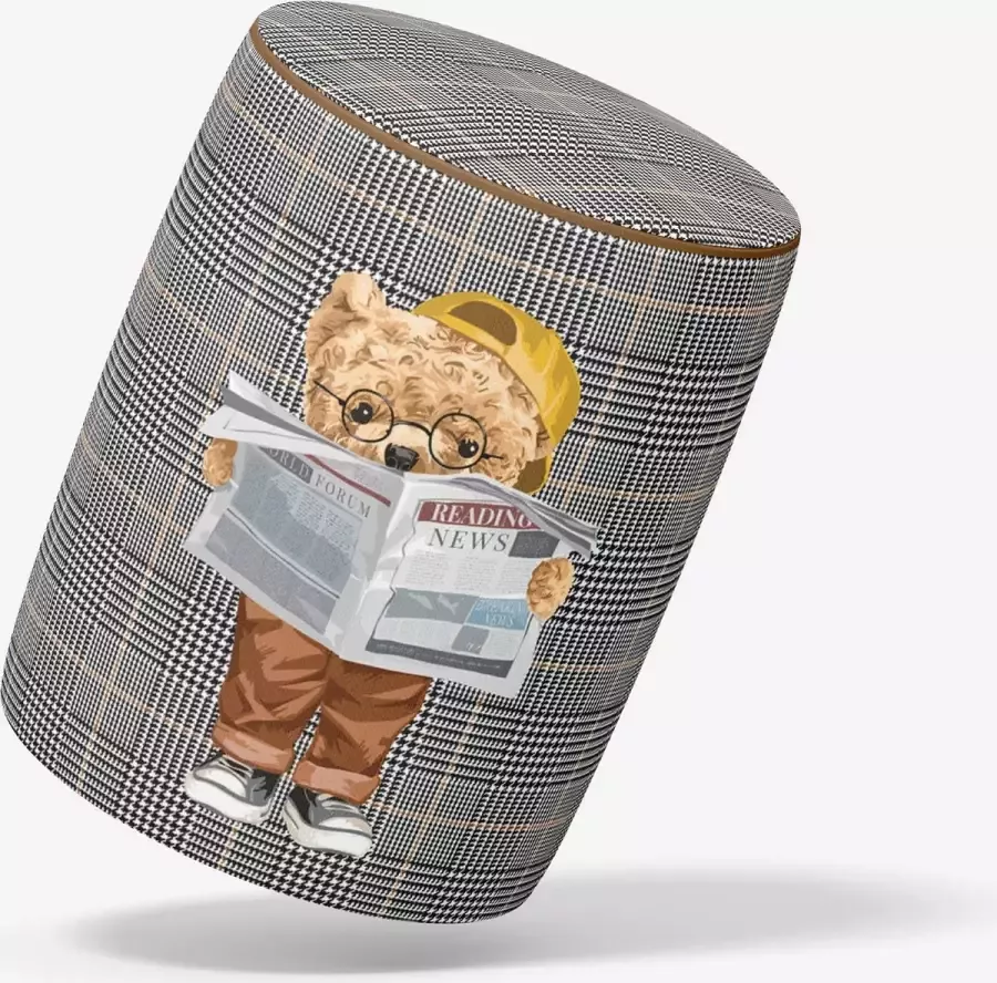 Zijou Luxe Poef Krantenliefhebber Teddy rond Suède- Modern- Zitbank Voetenbak Ø40 x45 cm