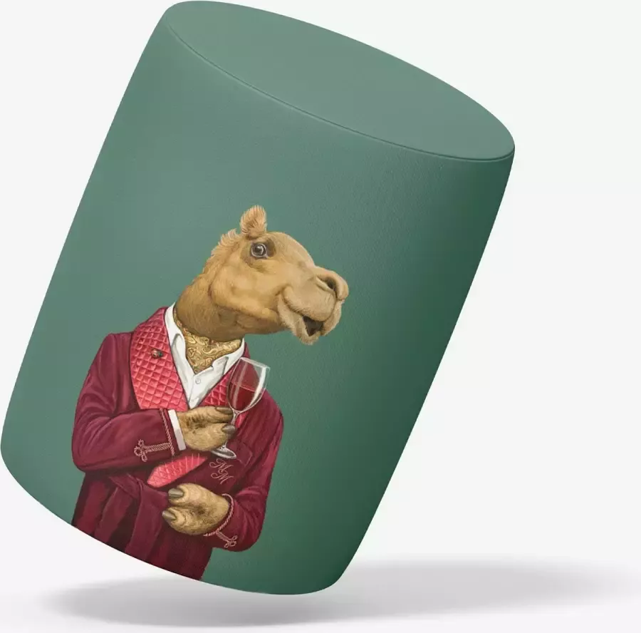 Zijou Luxe Poef Mr. Camel rond Suède- Modern- Zitbank Voetenbak -Ø40 x45 cm