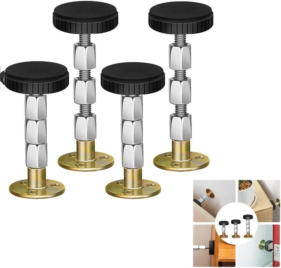 Zilver 4-Stuks Hoofdbord Anti-vibratie Geschroefde Hoofdbord Stabilisator Anti-vibratie Stabilisator Verstelbare Lengte Geschikt om te voorkomen dat het bedframe schudt en het hoofdbord loslaat