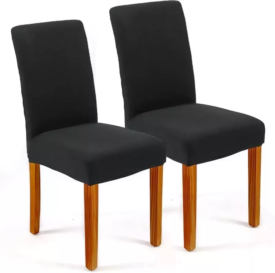 Zinaps Stoelhoezen Eetekamerstoelen Universele stoelhoezen set van 2 covers voor stoelen stoelhoes voor swingende stoelen voor eetkamer bruiloft hotel restaurant zwart (zwart set van 2) (WK 02130)