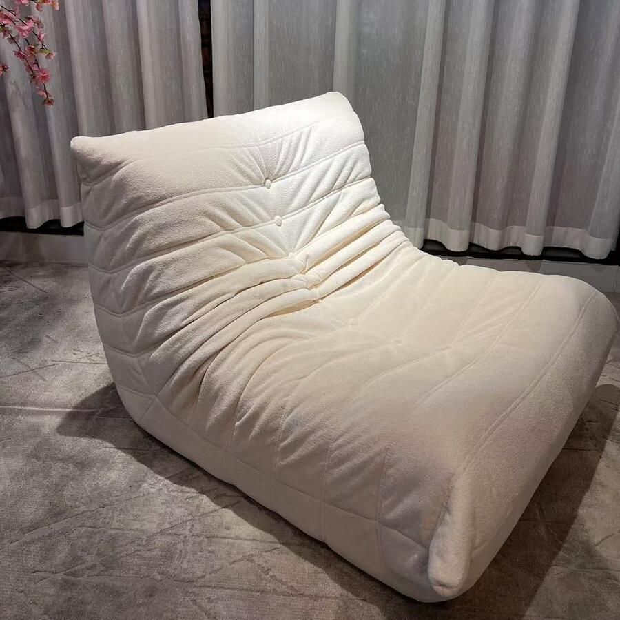 SoftEva 1-zitsbank，Canapés， luxe Lammy wol pluche stof ergonomisch design voor comfort schuim met hoge dichtheid draagvermogen tot 150 kg geen montage vereist wit