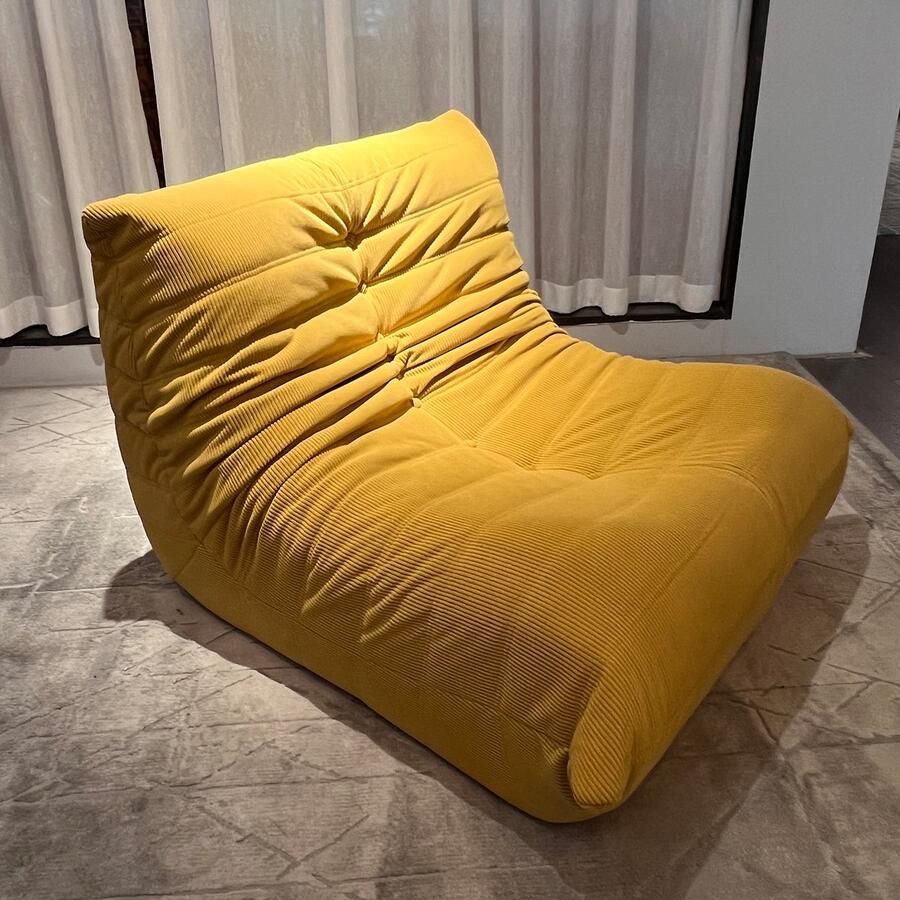 Zipsofa – Togo Canapés Zitzak Vloerfauteuil voor Volwassenen Ergonomische Luie Stoel van Hoge Dichtheid Spons tot 150 kg belastbaar geel， 80 × 100 × 72 cm