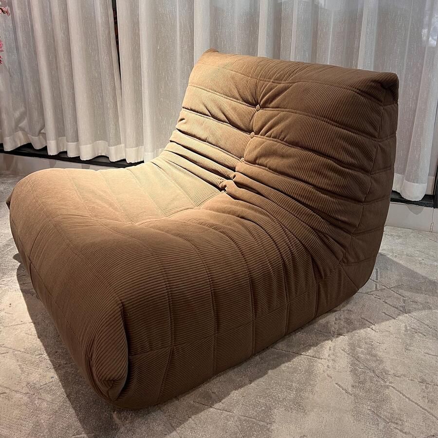 Zipsofa – Togo Canapés Zitzak Vloerfauteuil voor Volwassenen Ergonomische Luie Stoel van Hoge Dichtheid Spons tot 150 kg belastbaar bruin， 80 × 100 × 72 cm