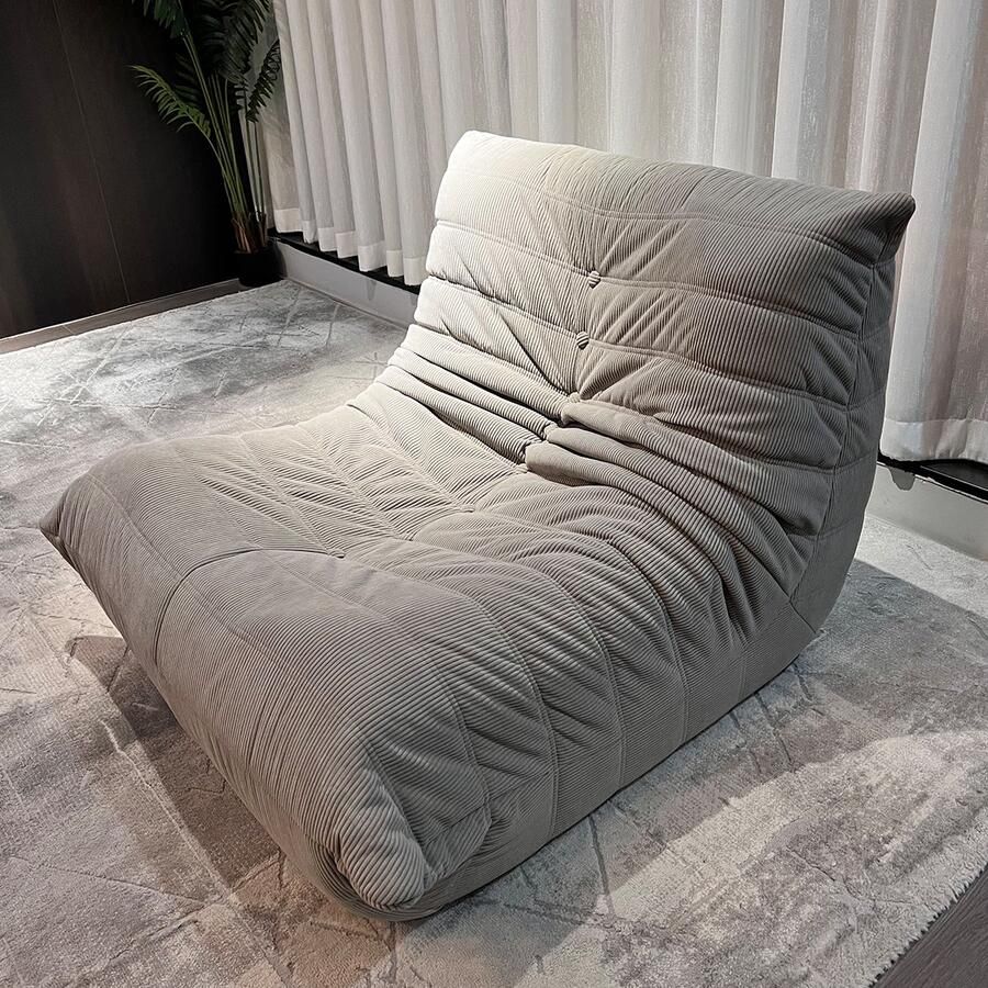 SoftEva – Togo Canapés Zitzak Vloerfauteuil voor Volwassenen Ergonomische Luie Stoel van Hoge Dichtheid Spons tot 150 kg belastbaar Grijs， 80 × 100 × 72 cm - Foto 2