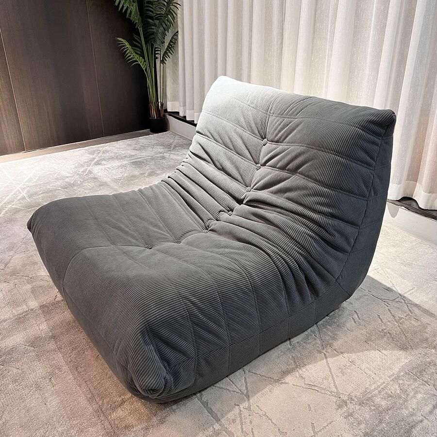 SoftEva – Togo Canapés Zitzak Vloerfauteuil voor Volwassenen Ergonomische Luie Stoel van Hoge Dichtheid Spons tot 150 kg belastbaar Grijs， 80 × 100 × 72 cm