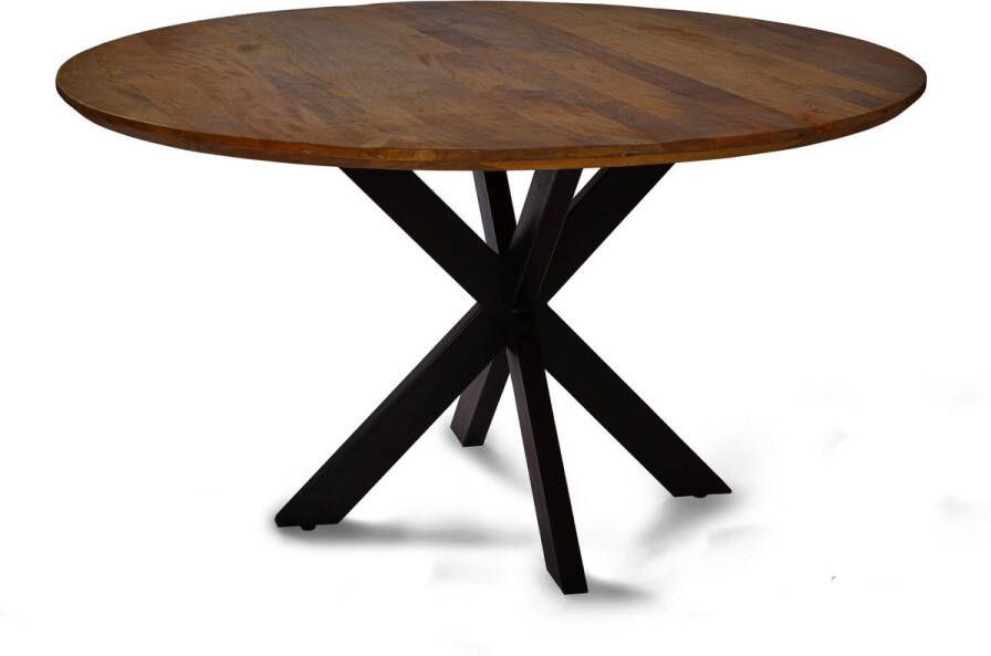 Zita Home eettafel 110cm rond bruin mangohout kruispoot