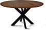 Zita Home eettafel 160cm rond bruin mangohout kruispoot Black Friday Deal - Thumbnail 1