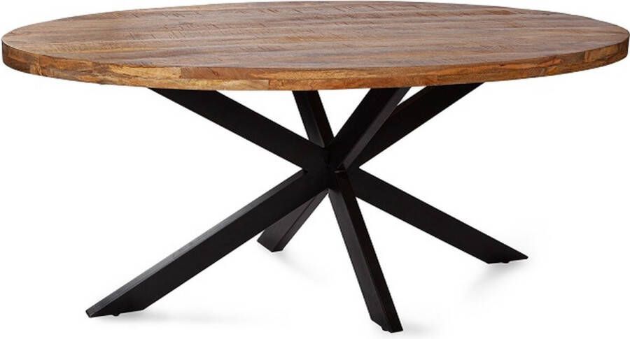 Zita Home eettafel 260cm ovaal massiefhout kruispoot 4cm dik blad luxe editie 120cm breed 260x120x77cm - Foto 2