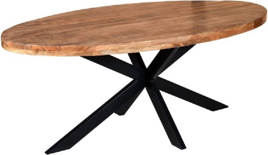 Zita Home Eettafel ovaal 210cm mangohout matrixpoot van metaal blad 6cm dik 100cm breed