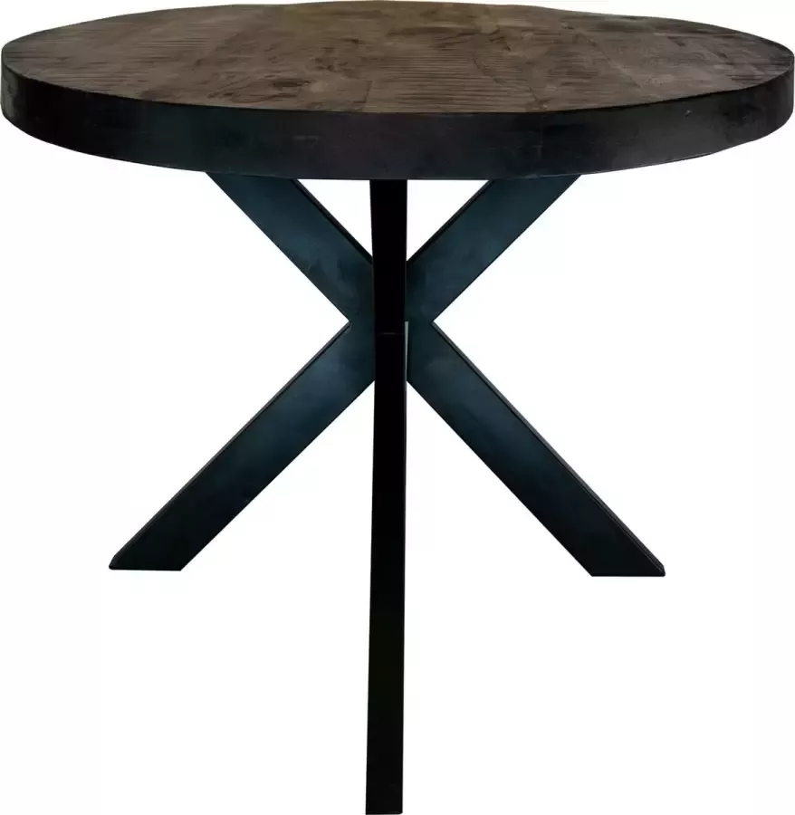 Zita Home Eettafel ovaal 210cm volledig zwarte uitvoering matrixpoot van metaal blad 6cm dik 100cm breed