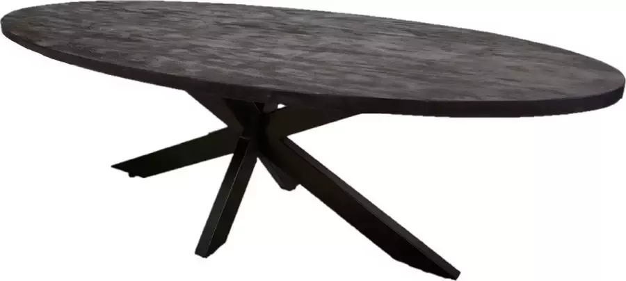 Chair up meubels Zita Home Eettafel SUUS ovaal 220cm volledig zwart spin poot luxe editie 5cm dik blad 100cm breed