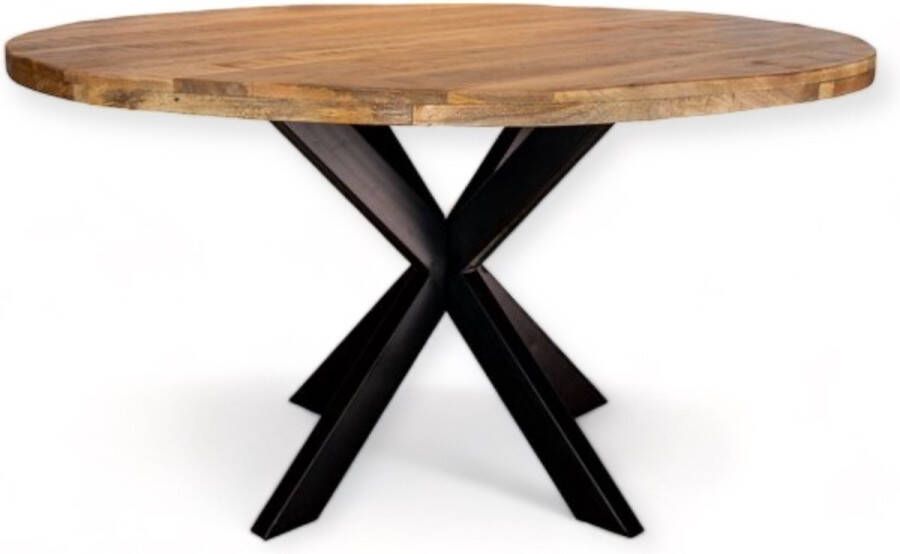 Zita Home El Eettafel Rond 130 cm Massief Mangohout Matrixpoot