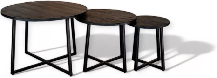 Zita Home Jurdy Salontafel set van 3 Massief Mangohout U poot