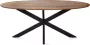 Chair up meubels Zita Home Ovaal 180cm Mangohout eettafel met zwarte matrixpoot van metaal glad blad 90cm breed ongeveer 4 cm dik - Thumbnail 3