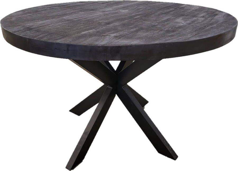 Zita Home ronde eettafel SUUS 130cm 7cm dik blad volledig zwart spinpoot luxe editie