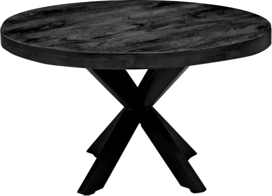 Zita Home ronde salontafel van 80cm zwart met kruispoot dik blad
