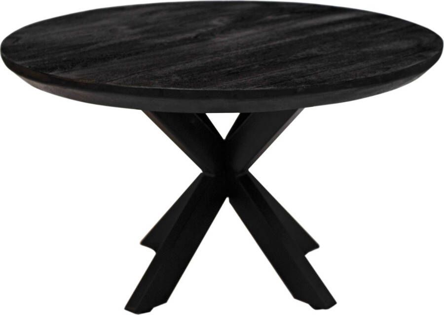 Zita Home ronde salontafel van 80cm zwart met schuine rand Swiss Edge met kruispoot