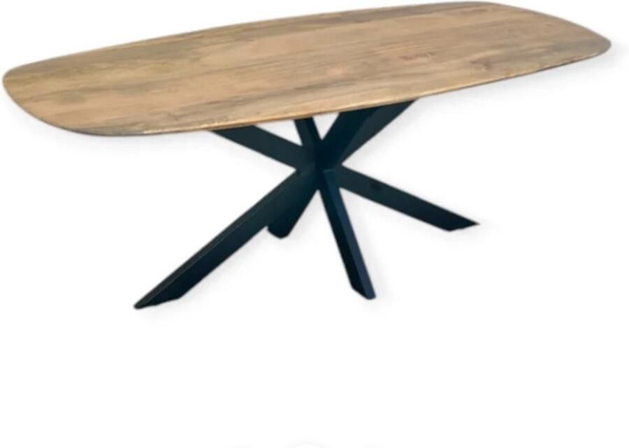 Zita Home eettafel Deens ovaal 240cm lang en 100cm breed met metalen onderstel inclusief montage