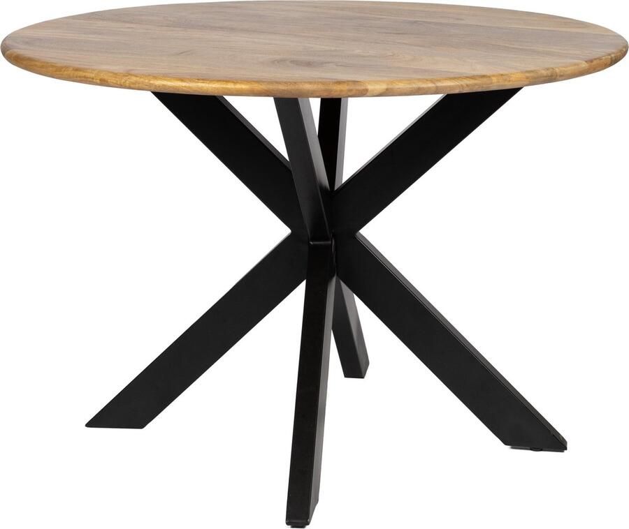 Zita Home Ellis Eettafel rond 100 cm in diameter Mangohout met metalen matrixpoot - Foto 2