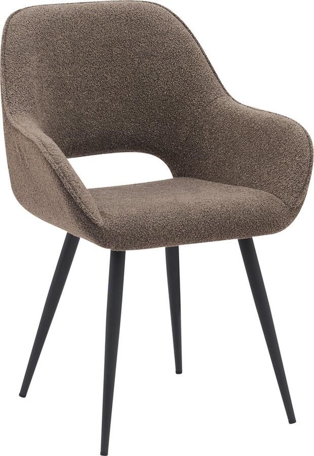 Zita Home LABEL51 Fer Eetkamerstoel Bruin Stof Black Frame Stoel Normale eetkamerstoel Met Armleuning