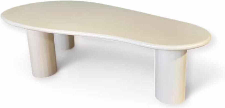 Zita Home salontafel 160cm in organische vorm kleur wit 45cm hoog 80cm breed