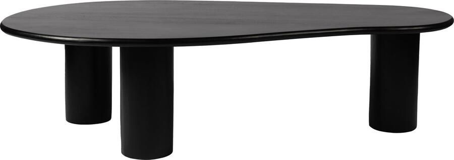 Zita Home Salontafel 160cm lang in organische vorm volledig zwart massief hout