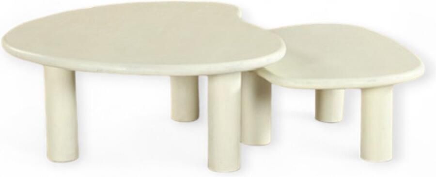 Zita Home ZitaHome Organische salontafel set van 2 wit 80 70cm