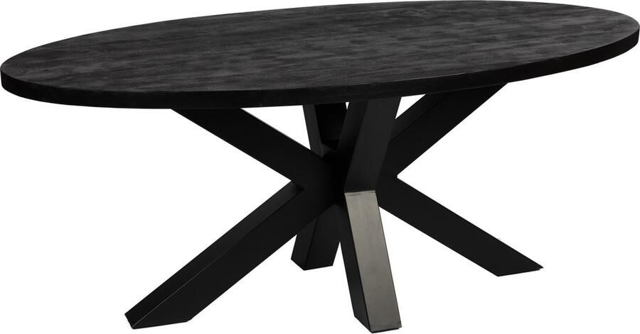 Zita Home eettafel 260cm lang volledig zwart massief hout 120cm breed en een extra dik onderstel