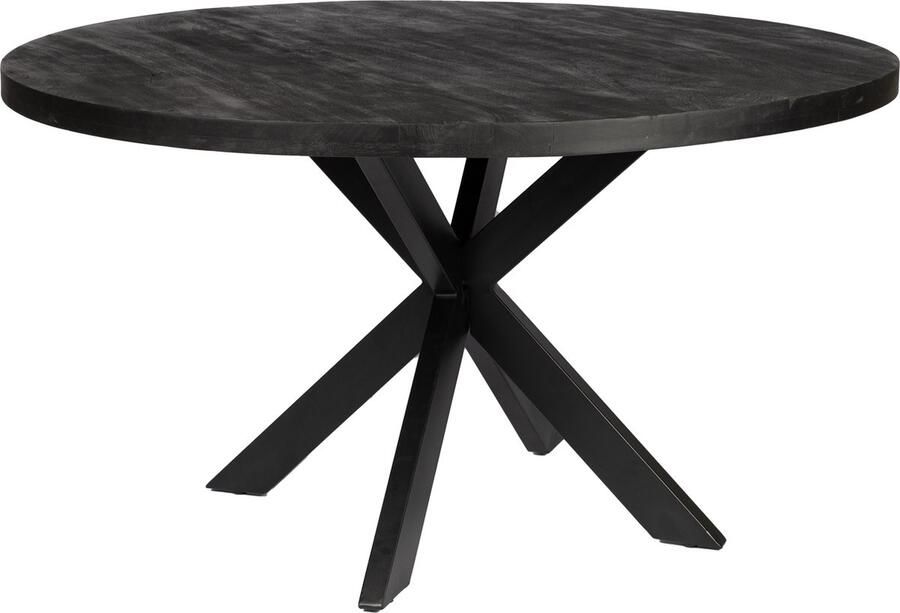 Zita Home eettafel 180cm rond volledig zwart met zwart onderstel