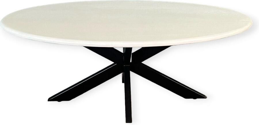 Zita Home Salontafel 120cm ovaal met wit blad en ronde rand 45cmhoog