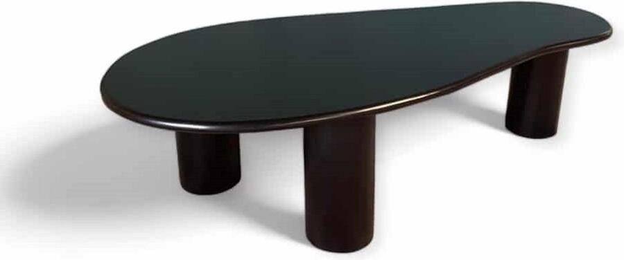 Zita Home Salontafel 160cm lang in organische vorm volledig zwart massief hout - Foto 2